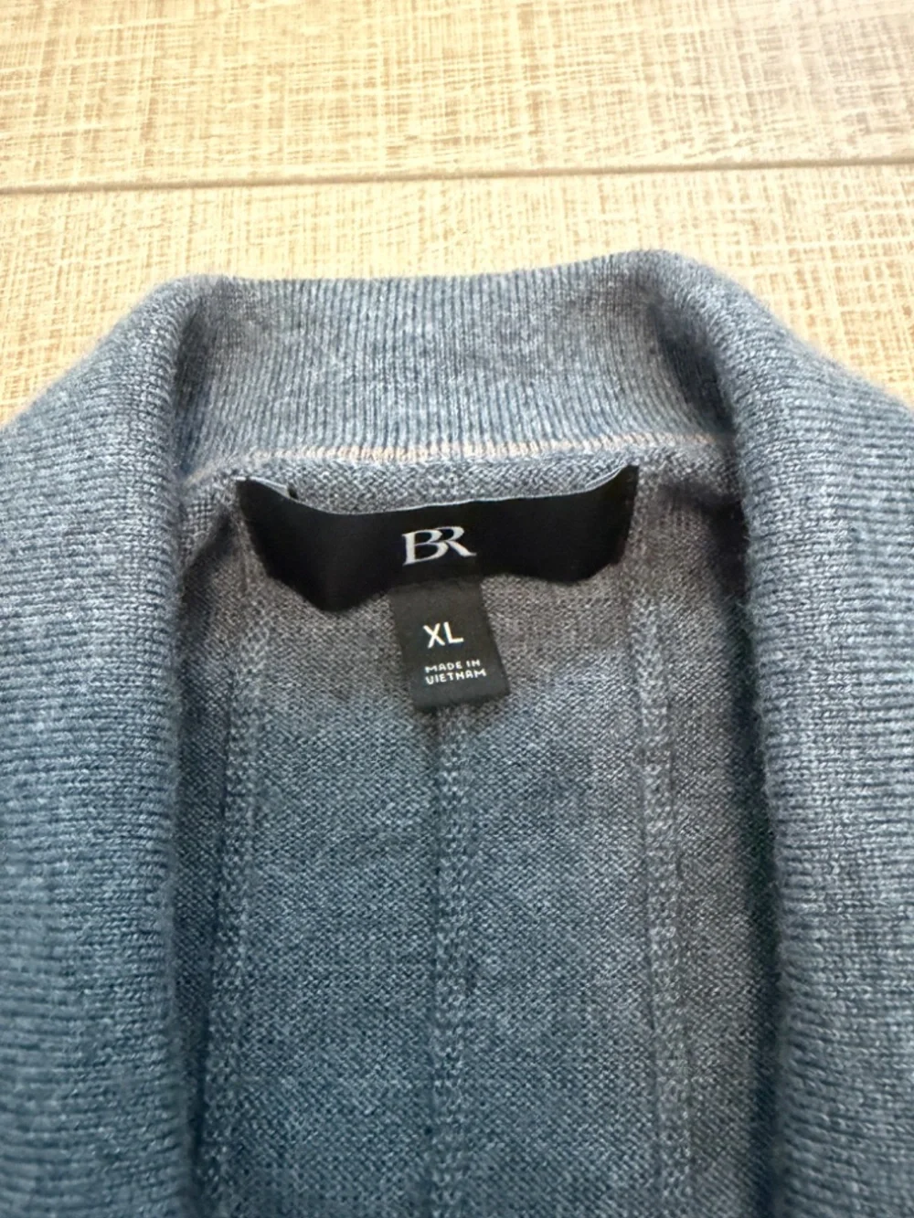 Banana Republic Men's Ribbed Knit Button Down Polo Sweater Cardigan Gray XL